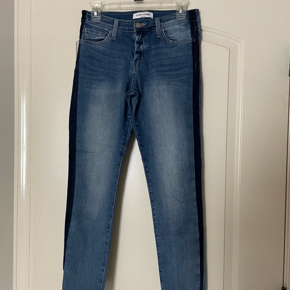 Flying monkey side striped blue ankle skinny jeans size 27 - Picture 3 of 9